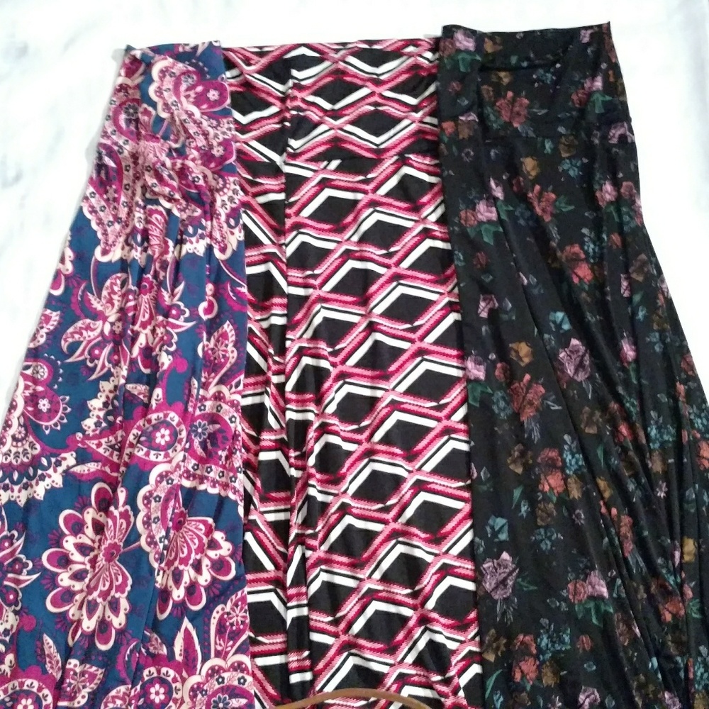Lot of 3 Lularoe Maxi Skirts Sz XS Paisley Floral+